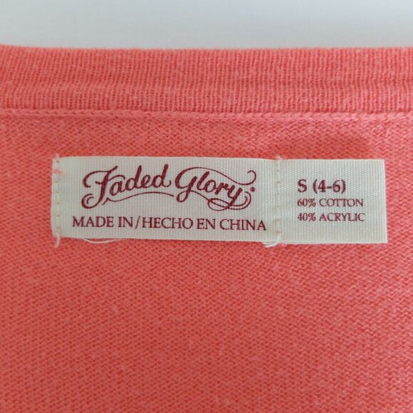 Faded Glory Coral Long Sleeve Button Front Cardigan Size Small - Picture 4 of 5